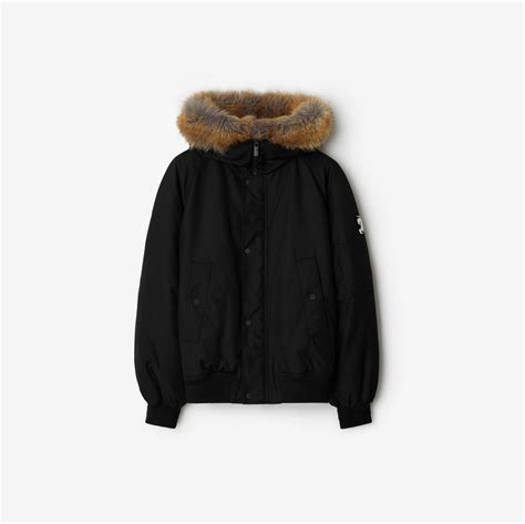 burberry бомбер|Faux Fur Trim Nylon Bomber Jacket in Black .